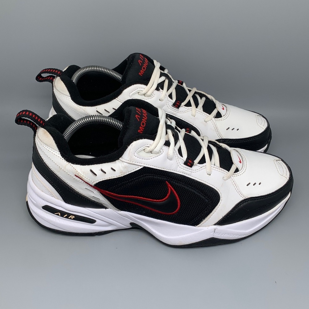 Nike Air Monarch IV White Black Red Training Shoes 415445-101 Men's Sz 13